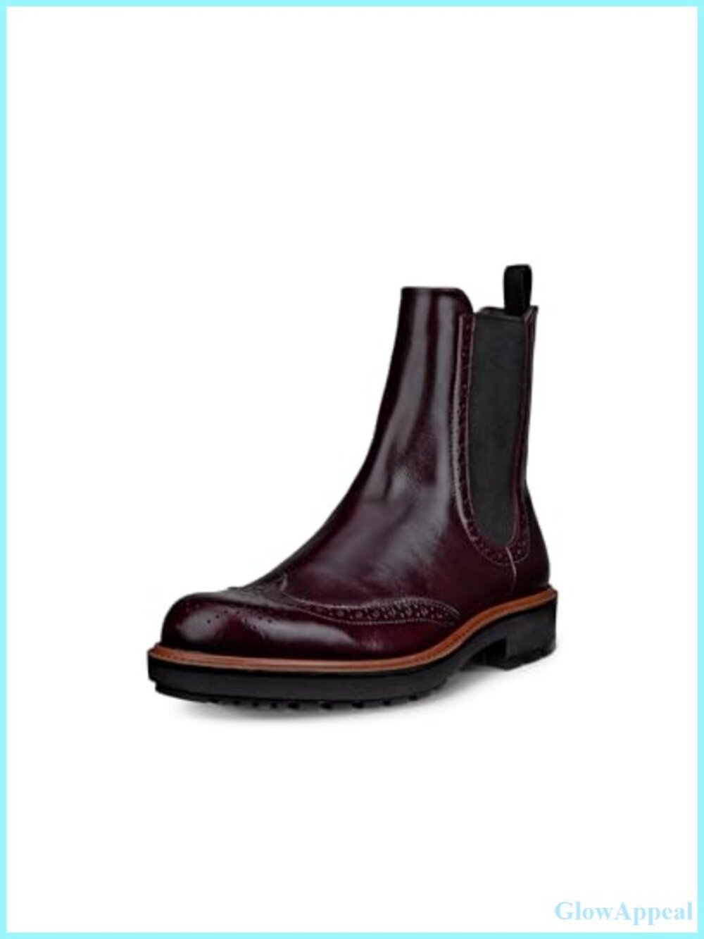 Chelsea Wingtip Leather Ankle Boots Block Heel Comfort Fall